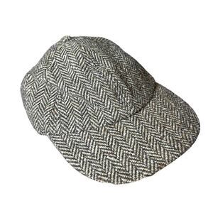 GAP 90s Vintage Wool Herringbone Stretch Cottage Winter Hat Baseball Cap S/M